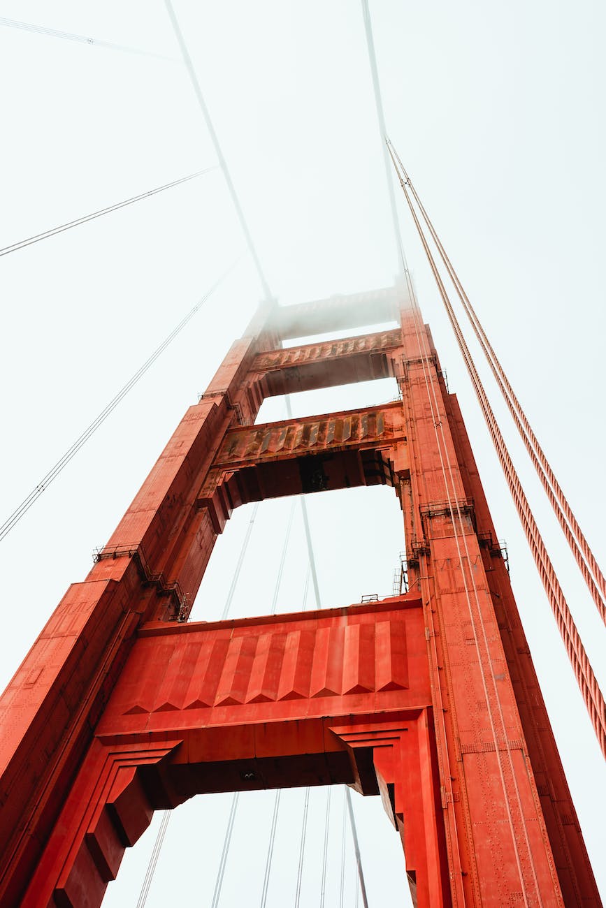 historic suspension bridge against cloudy sky